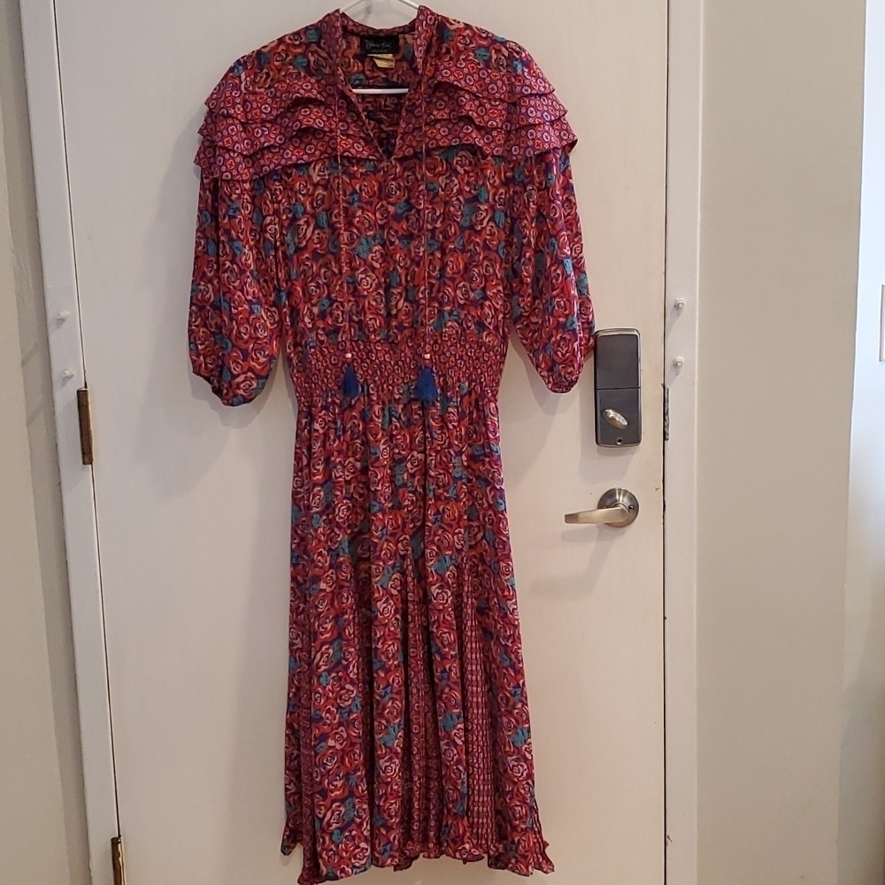 Diane Freis Vintage Red Rose Valentine's Day Midi Dress